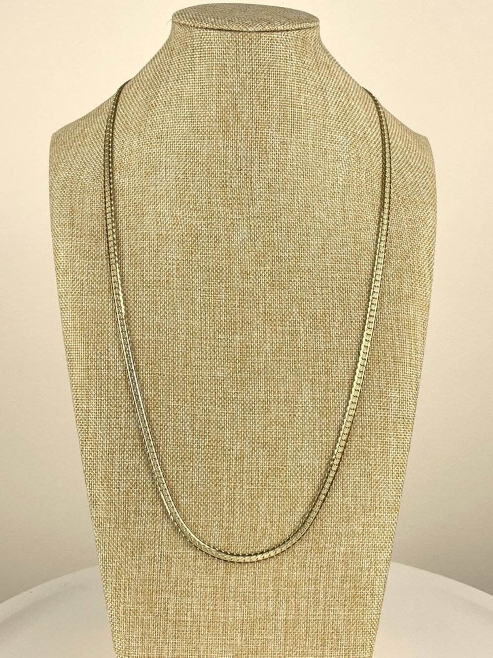 Vintage 80s Gold Tone Herringbone Necklace, 30"